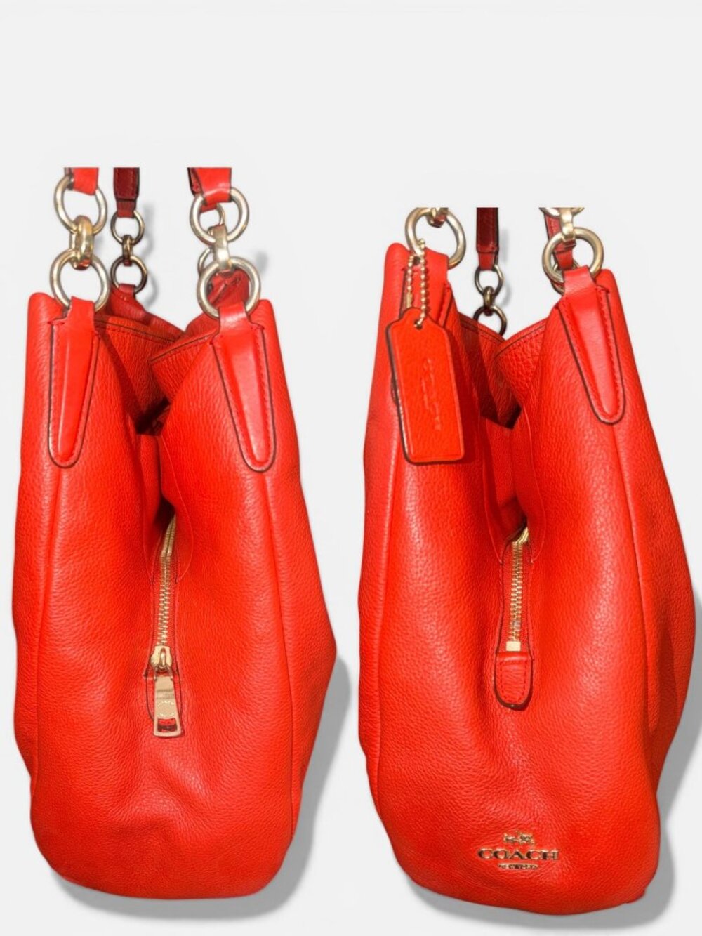 Coach Madison Phoebe Hobo F35723 Carmine Red Pebbled Leather Brass Shoulder Bag - Picture 6 of 10